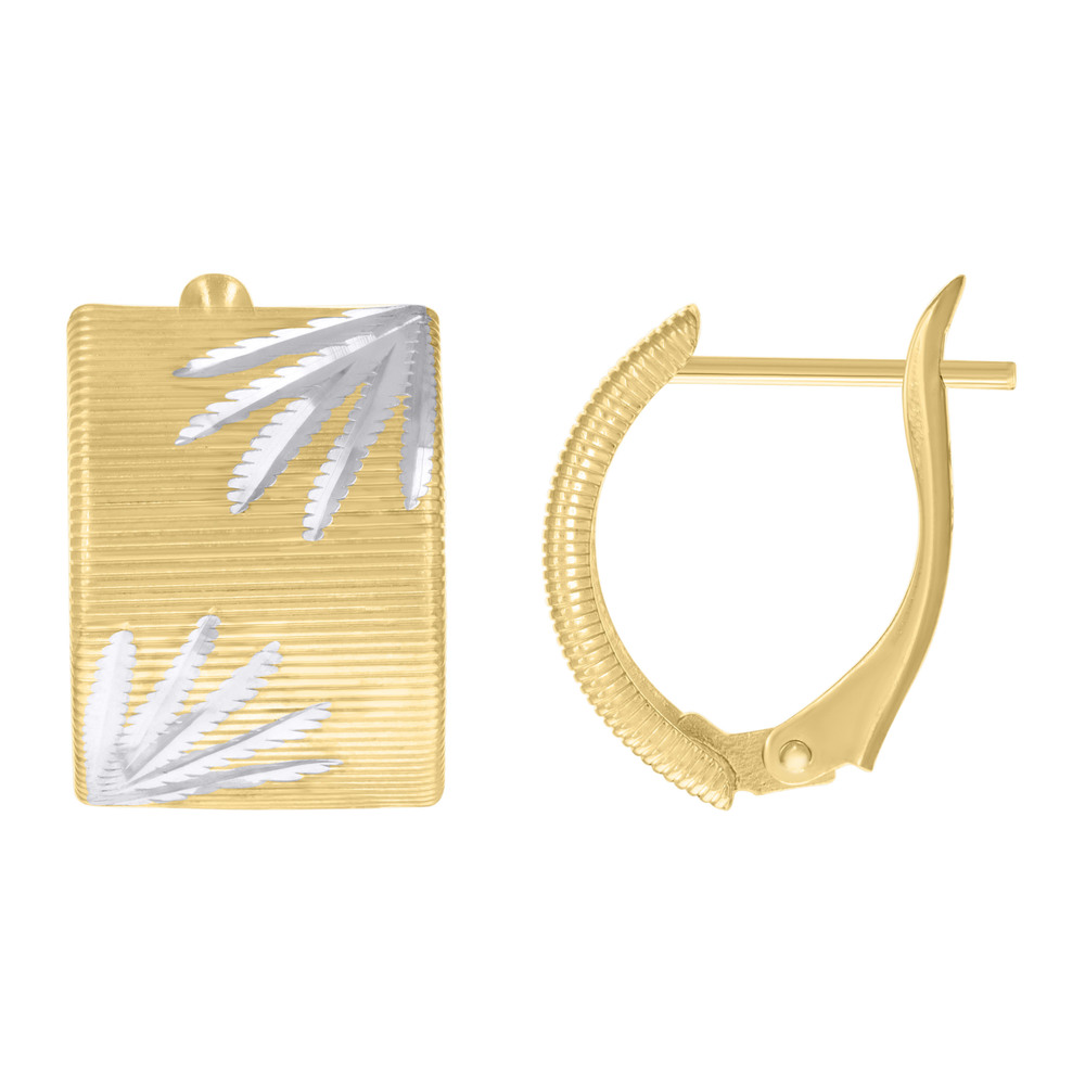 10kt 10k Two-tone Gold Womens Diamond-Cut Fashion Latch Back Earrings